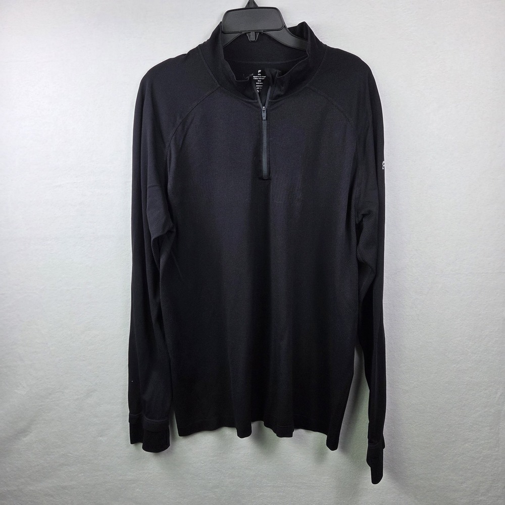 Fabletics‎ Men's 1/4 Pullover Size 2XL Black Stretch Nylon Vented